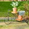 Glitzhome® 24" Black Metal Tricycle Planter Stand with Solid Wood Tray